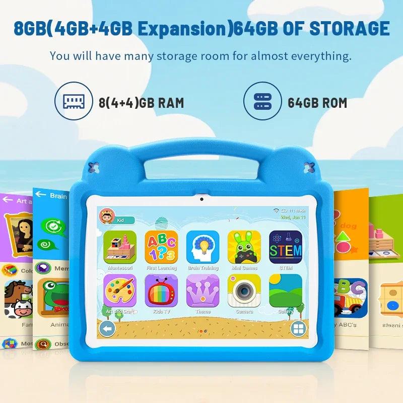Kids Tablet 10.1" – Android 15, Parental Control, 8GB+64GB, 5000mAh, Octa Core