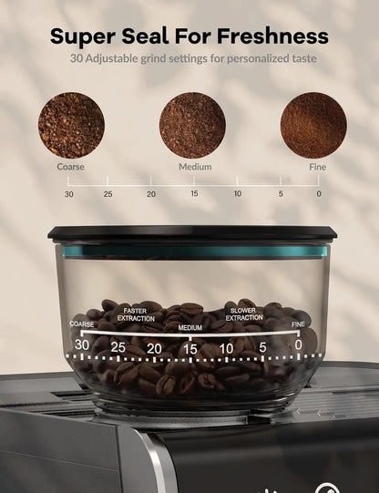 20 Bar Espresso Machine 1450W | Semi-Auto, Built-in Grinder, Milk Frother, Latte & Cappuccino
