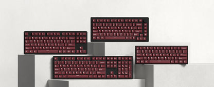 Retro dark red PBT keycap set with 126 keys for mechanical keyboards, Cherry profile, double shot construction by R.E.D. Shopping