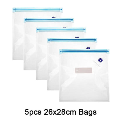 Sous Vide Vacuum Sealer Bags & Manual Pump – Reusable Food Saver Bags for Kitchen Food Storage