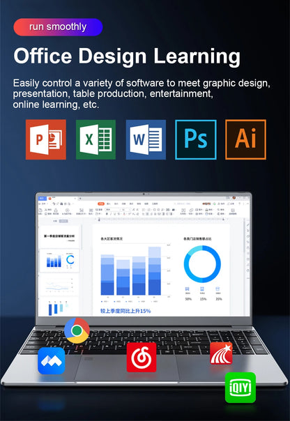 molosuper ML53 15.6" Laptop – Intel Celeron N5095/N95, 8/16GB DDR4, up to 1TB SSD, Fingerprint, Windows 11