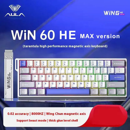 Red Aula Win68 HE magnetic mini gaming keyboard with RGB backlit mechanical keys, hot-swappable switches, wired connection for PC gaming