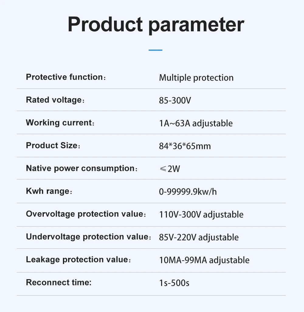 TOMZN 2P 63A TUYA WiFi Smart Circuit Breaker with Energy Monitoring
