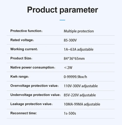 TOMZN 2P 63A TUYA WiFi Smart Circuit Breaker with Energy Monitoring