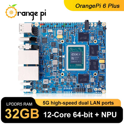 Orange Pi 6 Plus 32GB – Single Board Mini PC, DDR5, 45TOPS NPU, M.2 NVMe