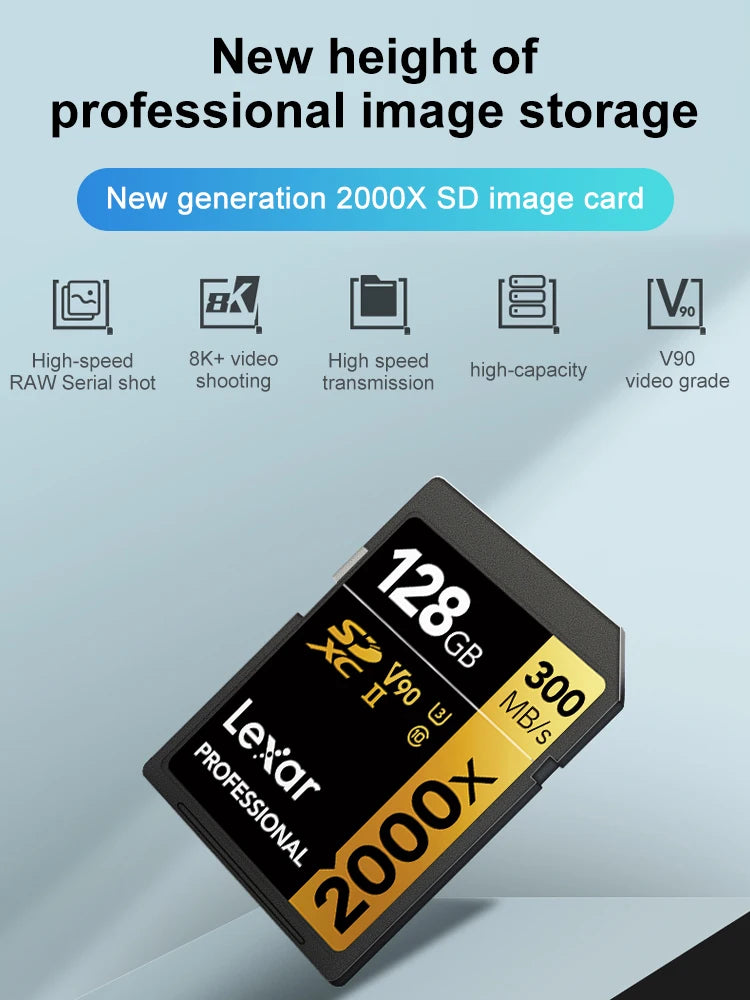 Lexar SD Card UHS-II | V60 / V90 | 4K 8K | 32GB–512GB | SDHC SDXC for Camera