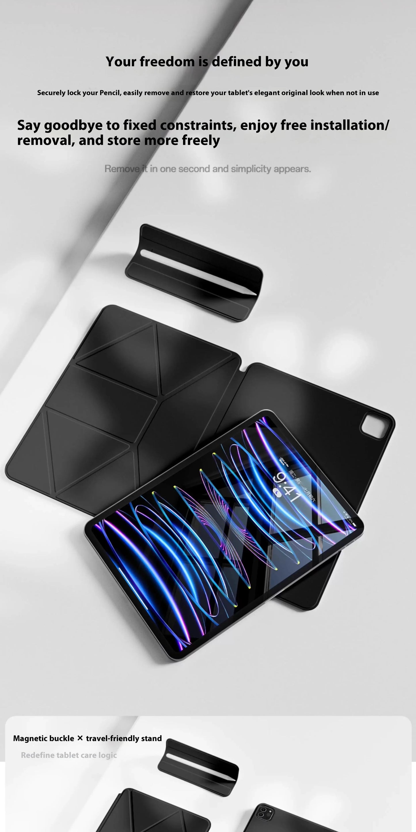 Smart Folio iPad Case | Magnetic | iPad 10th–11th, Air 11/13, Pro 11/12.9/13, Mini 6/7 | 4 Colors