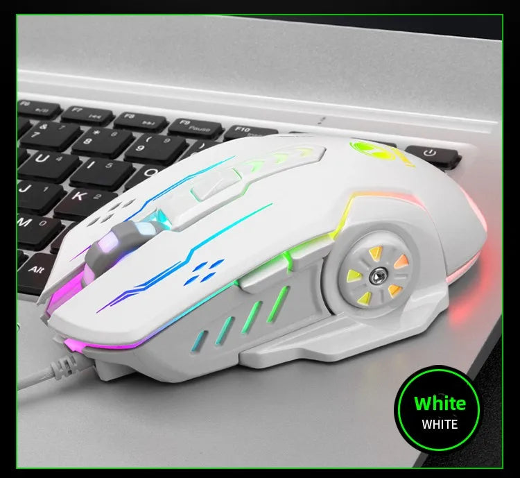 R.E.D. Shopping V7 wired mechanical gaming mouse with LED lights, ambidextrous design for laptop and desktop use, black color