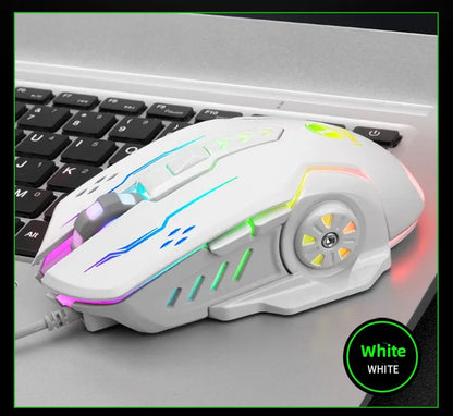 R.E.D. Shopping V7 wired mechanical gaming mouse with LED lights, ambidextrous design for laptop and desktop use, black color
