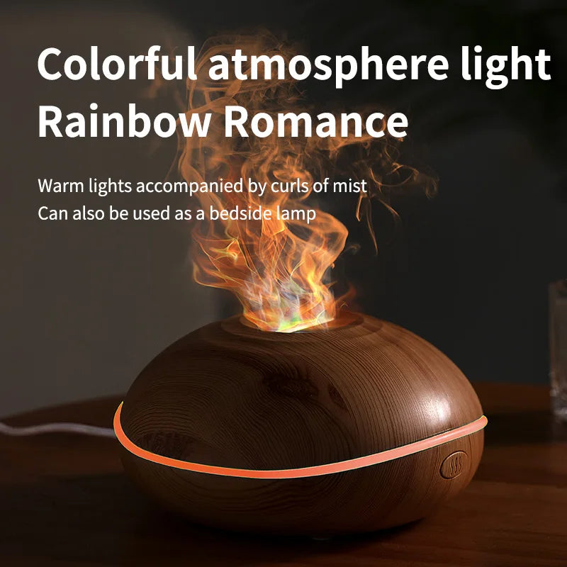 HLCOME Ultrasonic Aroma Diffuser – 200ml Wood Grain, 7 Color LED, Remote Control, Essential Oil Humidifier for Home & Bedroom