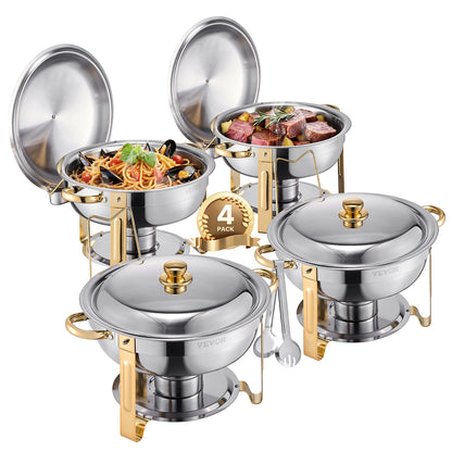 SucceBuy Chafing Dish Set 4-Pack | 9L Each | Stainless Steel | Buffet & Catering | EU