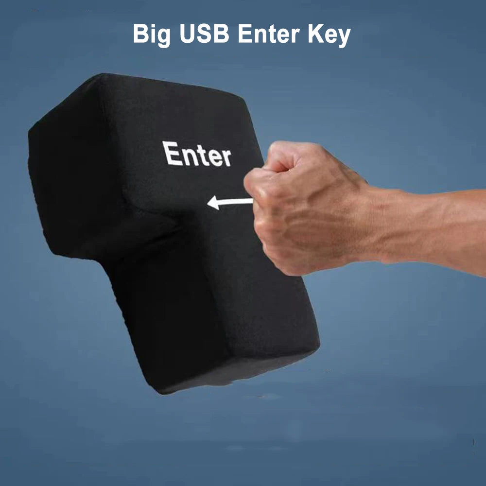 Giant USB Enter Key Pillow – Soft Decompression Stress Relief Toy for Office & Desk