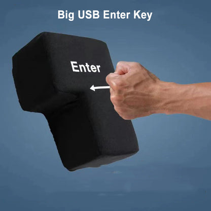 Giant USB Enter Key Pillow – Soft Decompression Stress Relief Toy for Office & Desk