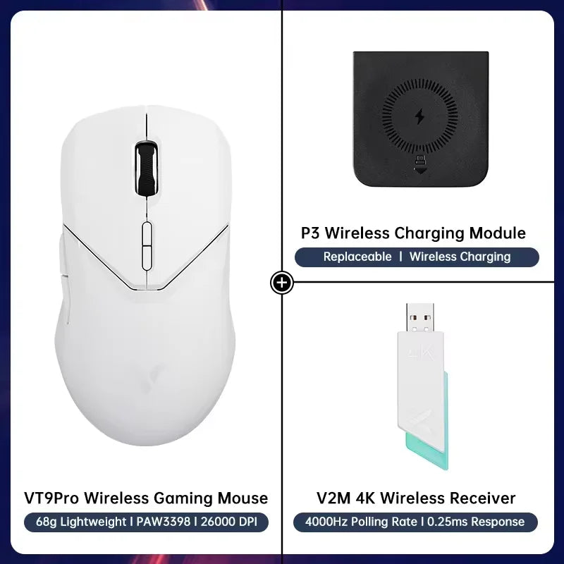 Rapoo VT9PRO Wireless Gaming Mouse – PAW3398, 68g, 26000DPI, Type-C, Programmable, Ergonomic