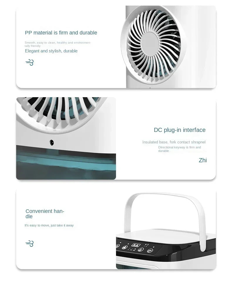 Portable Desktop Air Cooler Fan — Dual Spray, Ultrasonic Atomization, 3-Speed, Night Light