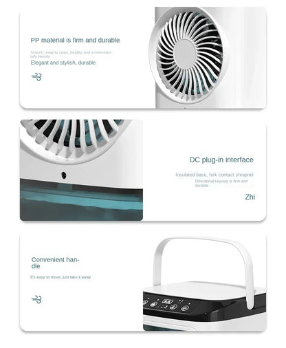 Portable Desktop Air Cooler Fan — Dual Spray, Ultrasonic Atomization, 3-Speed, Night Light