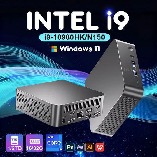 Erilles Mini PC – Intel i9-10980HK / N150, 16-32GB RAM, up to 2TB SSD, WiFi 6