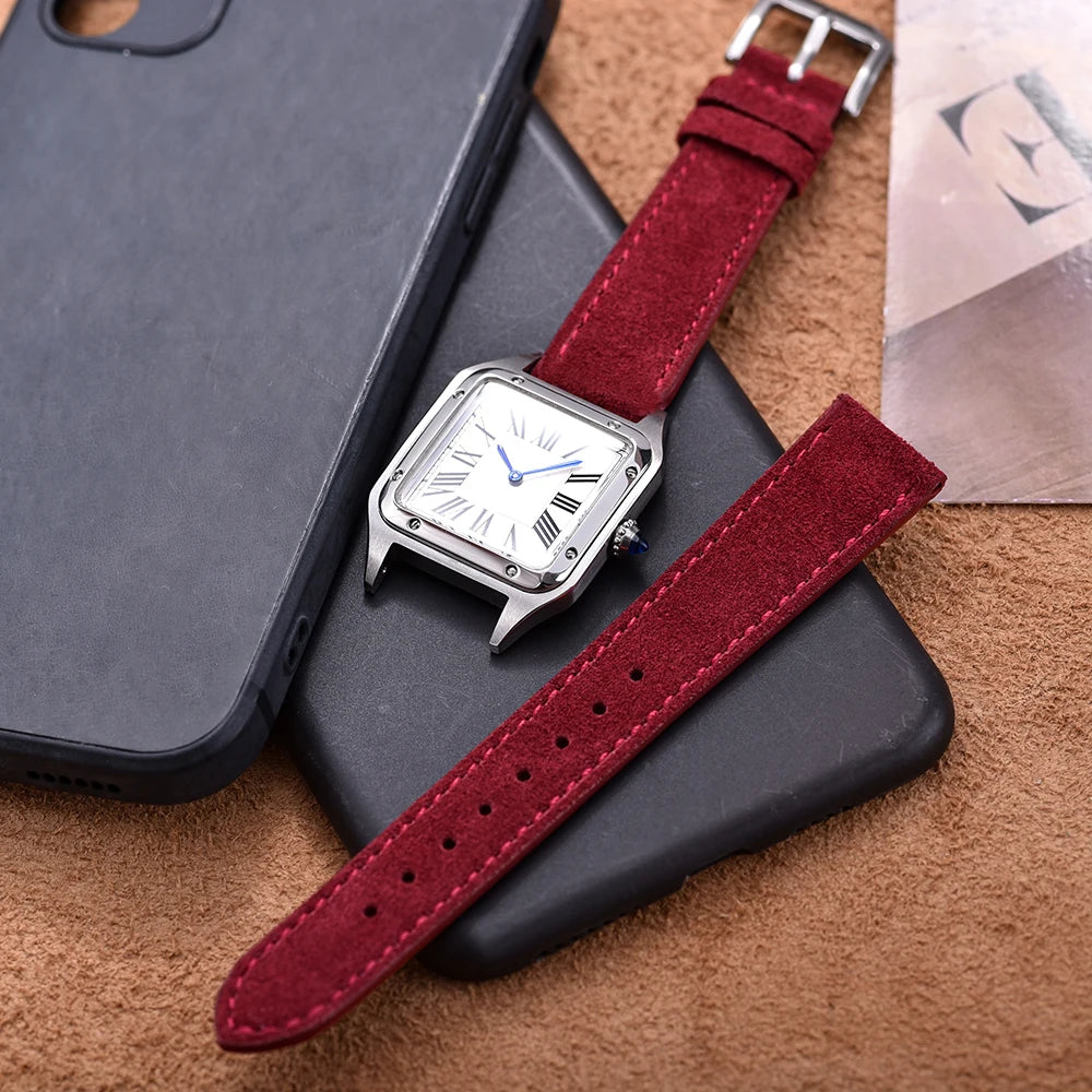 Vintage Suede Leather Watch Band – Quick Release 18/19/20/22mm for Men & Women