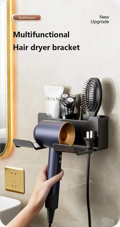Wall-Mount Hair Dryer Holder with Suction Cup – No Drilling