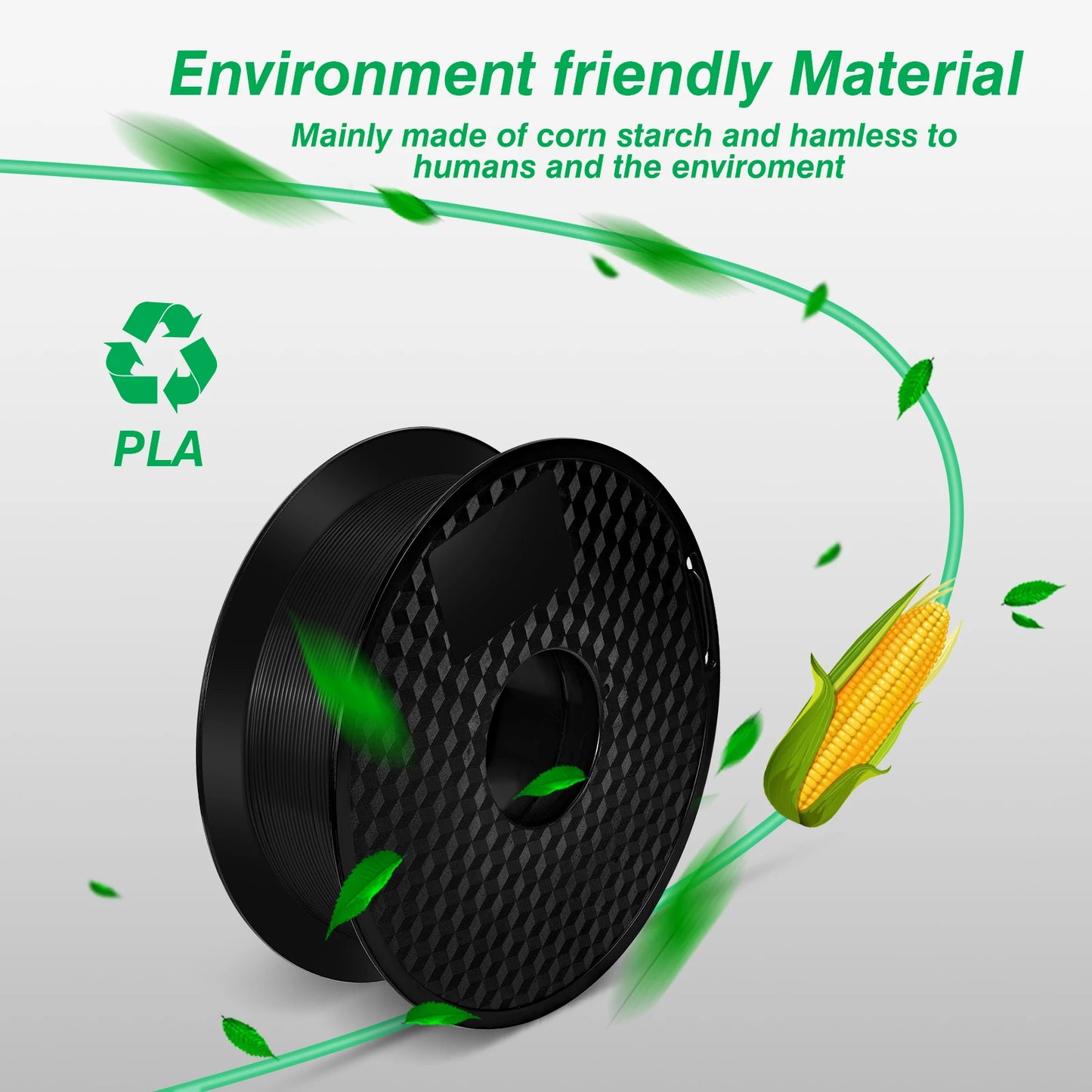 KINGROON 3D Printer Filament – 10KG Bulk, 1.75mm PLA / ABS / PETG, 10 Rolls, Black / White / Gray