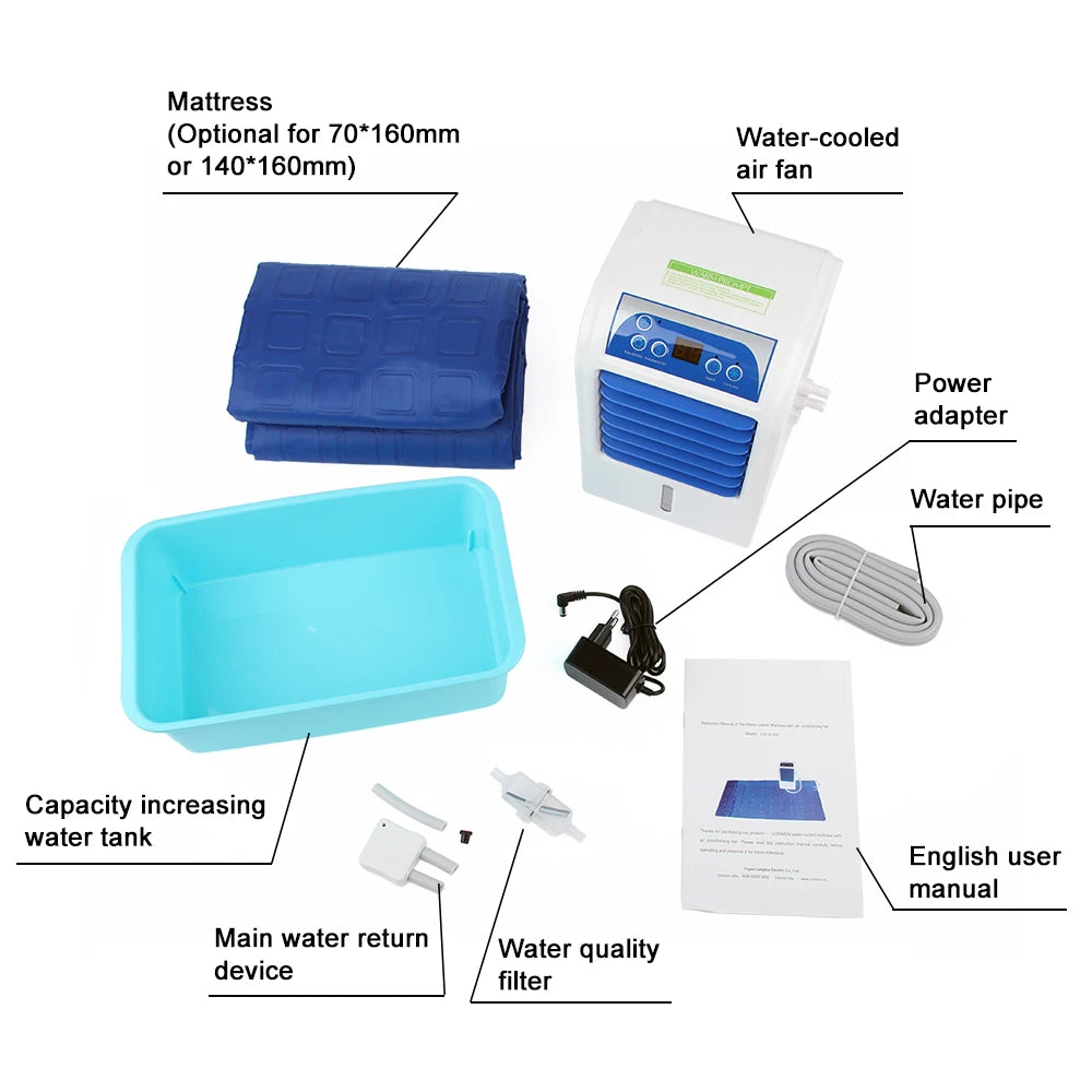 Water Circulation Cooling Bed Pad — Ice Sleeping Mat, Refrigeration Mattress Cooler, EU/US Plug