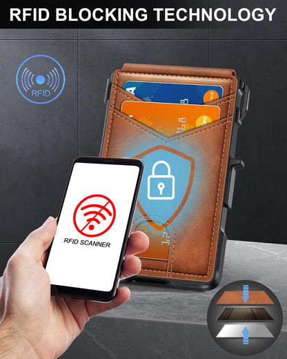 RFID Blocking Pop-Up Metal Wallet with Money Clip