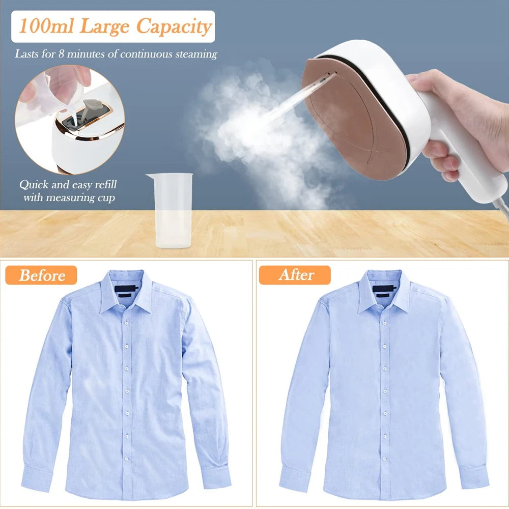Mini Handheld Steam Iron – Foldable Travel Garment Steamer, Ceramic, Wet & Dry