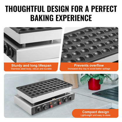 SucceBuy Commercial Dutch Pancake Maker 50-Pcs – Non-Stick, Dual Temp & Timer Control