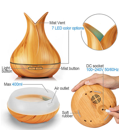 WiFi Smart Air Humidifier & Aroma Diffuser 400ml – Essential Oil, Wood Ball Design
