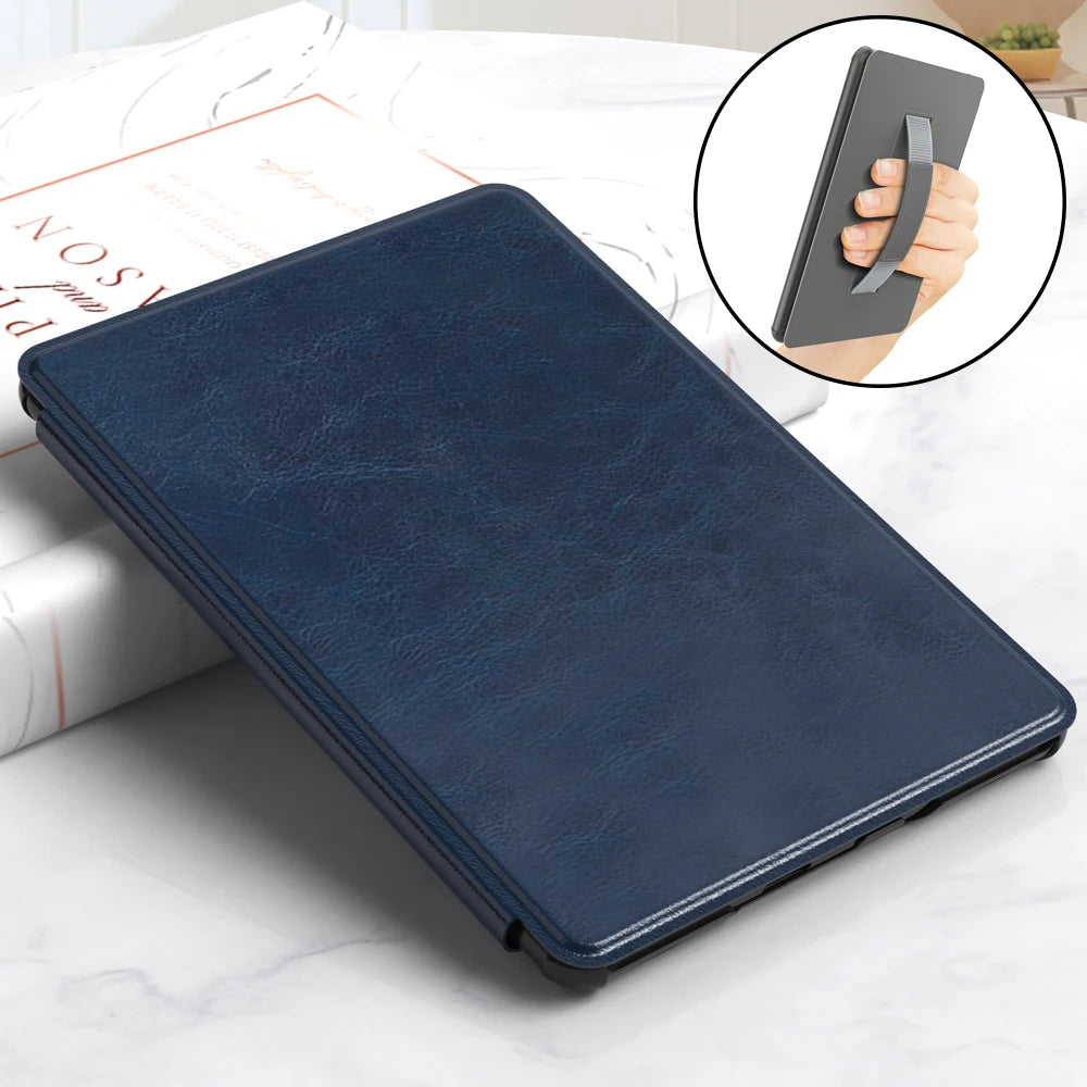 Kindle Paperwhite 12th Generation 2024 Case – Leather, Auto Sleep, Hand Strap