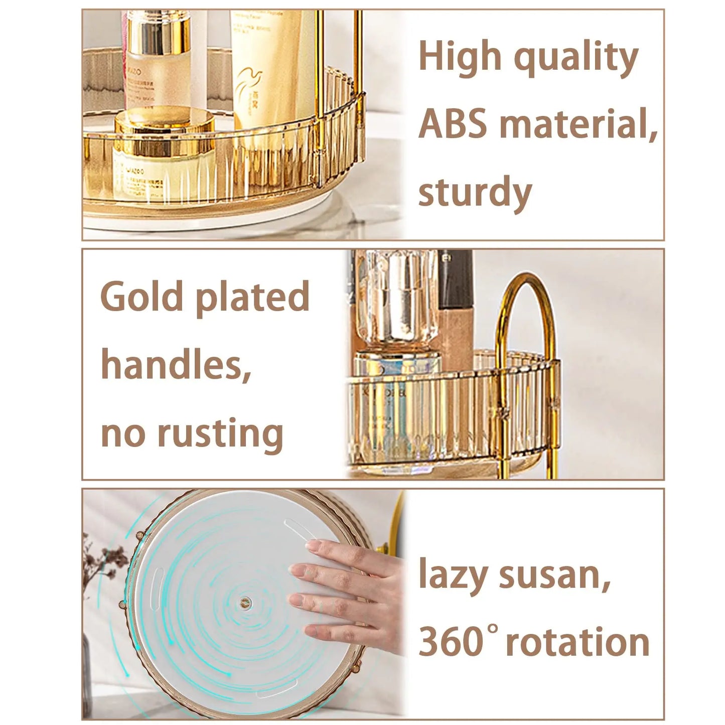 360° Rotating Makeup Organizer | 2-Layer Vanity Skincare & Cosmetic Storage