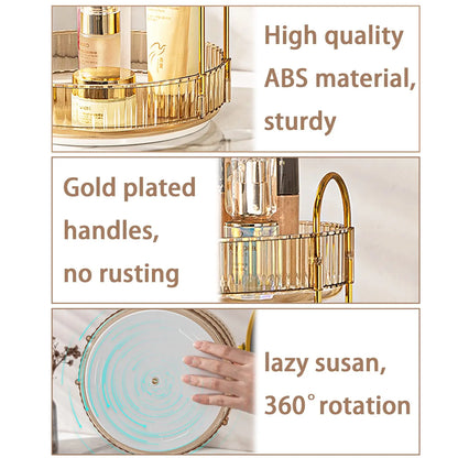 360° Rotating Makeup Organizer | 2-Layer Vanity Skincare & Cosmetic Storage