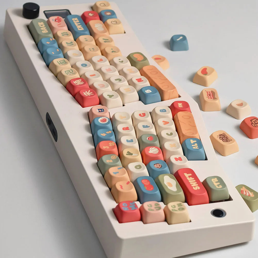 Instant Noodle MOA Profile PBT Keycaps – Cute Cartoon Thermal Sublimation, 5-Sided Dye