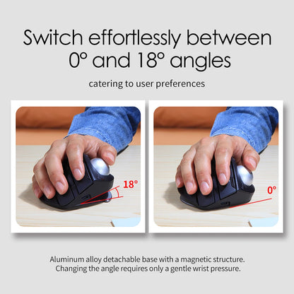 Wireless Bluetooth Trackball Mouse – RGB, 2.4G, Ergonomic, 3-Device Connection for PC & iPad