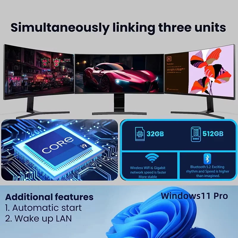 Mini PC Intel i9-10980HK / N150 – 16-32GB RAM, up to 2TB SSD, WiFi 6, 4K, Windows 11