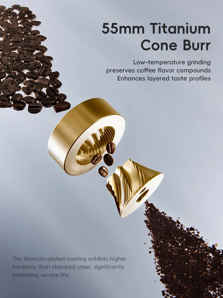 STARSEEKER E55Pro Electric Coffee Grinder – 55MM Titanium Cone Burr, Stepless Adjustment