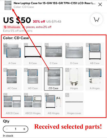 Lenovo IdeaPad 3 Laptop Replacement Parts — LCD Cover, Bezel, Palmrest, Bottom Case