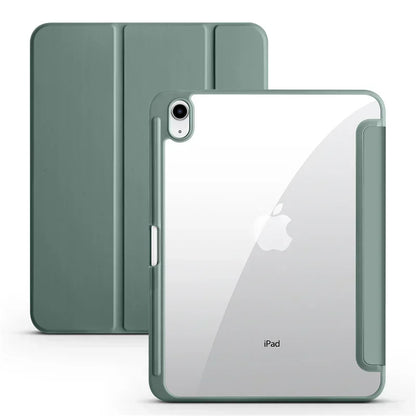 iPad Case with Pen Holder – Trifold Acrylic Clear Back Cover for iPad 9.7–11"