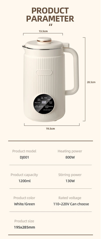8-in-1 Automatic Nut Milk Machine & Coffee Maker – 40oz, Self-Cleaning, Delay Start, Keep Warm