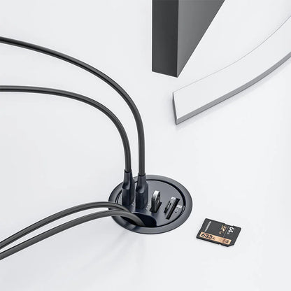 USB Desk Hub 5-in-1 – USB 3.0, Type-C, SD/TF Card Reader, 80cm Cable, Desktop Mount
