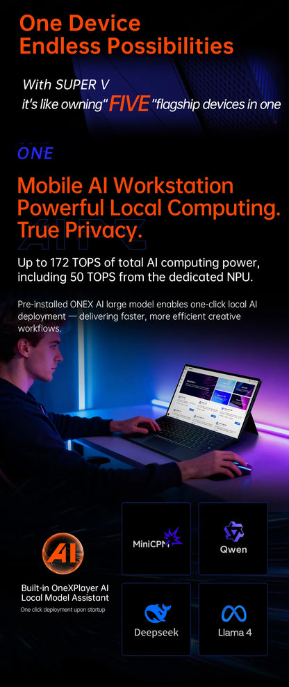OneXPlayer Super V – Intel Core Ultra X7 358H, 14" 2.8K AMOLED, 48GB RAM, 1TB, Windows 11
