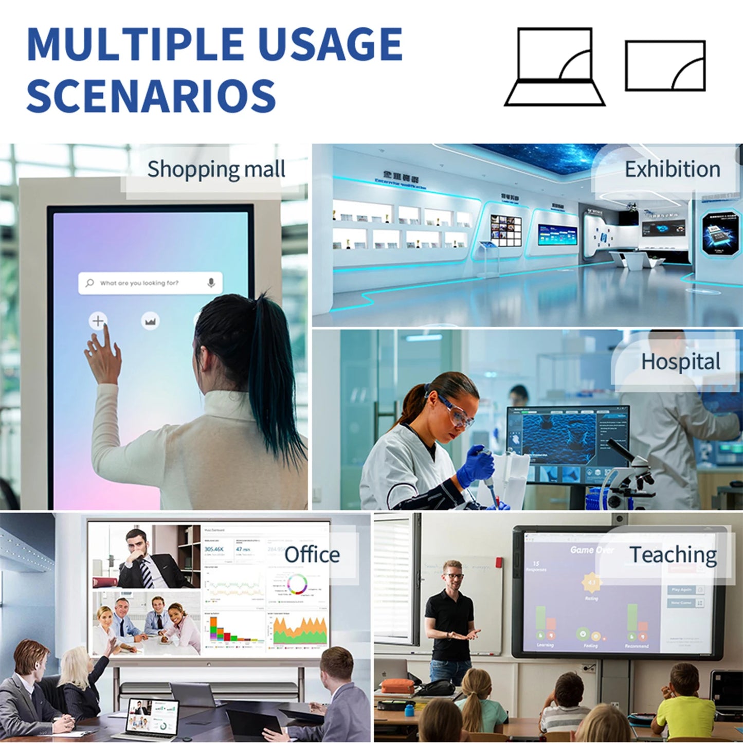 R.E.D. Shopping TouchWo 32-65 inch interactive whiteboard with smart touch display, suitable for classrooms and meetings