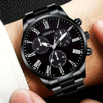 Men's Classic Business Quartz Watch - Stainless Steel Band, Elegant Dress Watch