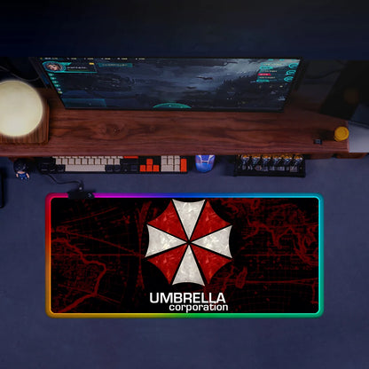 RGB LED Gaming Mouse Pad – Resident Evil Design, Glowing Rubber Mousepad for PC Gamer
