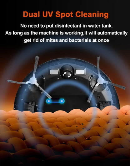 ABIR X9 Robot Vacuum Cleaner – Laser LiDAR, 6500PA Suction, UV Spot Cleaning, Multi-Floor Map, Auto Carpet Boost