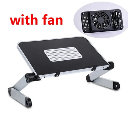 Adjustable Folding Laptop Desk for Bed – Portable Notebook Stand with Cooling Fan