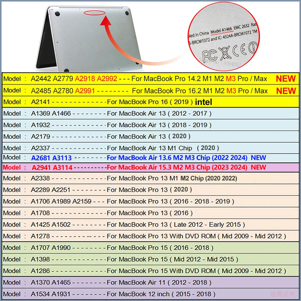 MacBook Pro/Air Hard Shell Case — Pro 14"/16" M2–M5, Air 13"/15" M1–M4