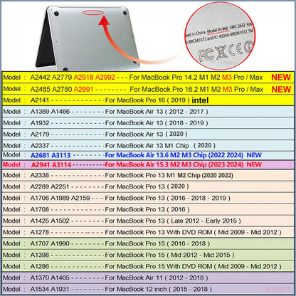 MacBook Pro/Air Hard Shell Case — Pro 14"/16" M2–M5, Air 13"/15" M1–M4