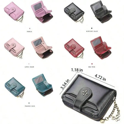 AEDG Retro Mini Leather Wallet with Zipper