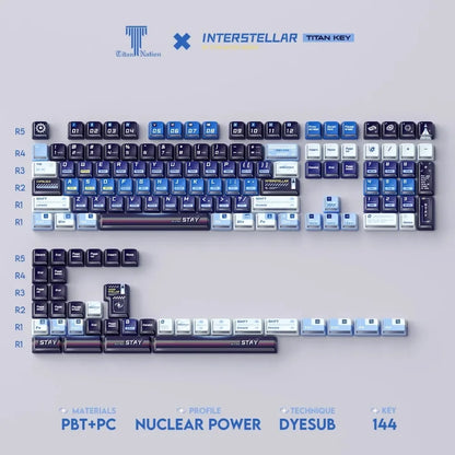 Titan Nation Interstellar Crossing Keycaps Original Height PBT Material PC Transparent Thermally Sublimated HighQuality 144 Keys